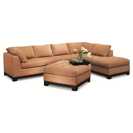 Contemporary Leather 2-Piece Sectional Sofa with Right Chaise